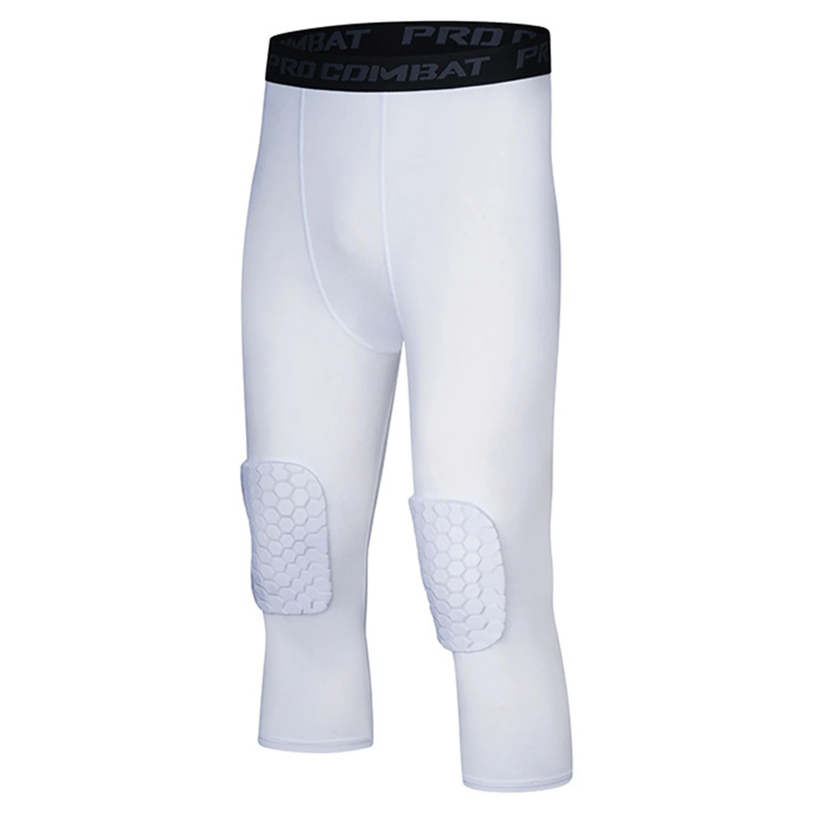 Men Sport Pants Honeycomb Knee Pads Knee Protection Anti-collision Compression Leggings Calf Length Basketball Sport Trousers