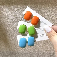 fashion handmade creative personalized candy color geometric square simple stud earrings for womens jewelry party accessories