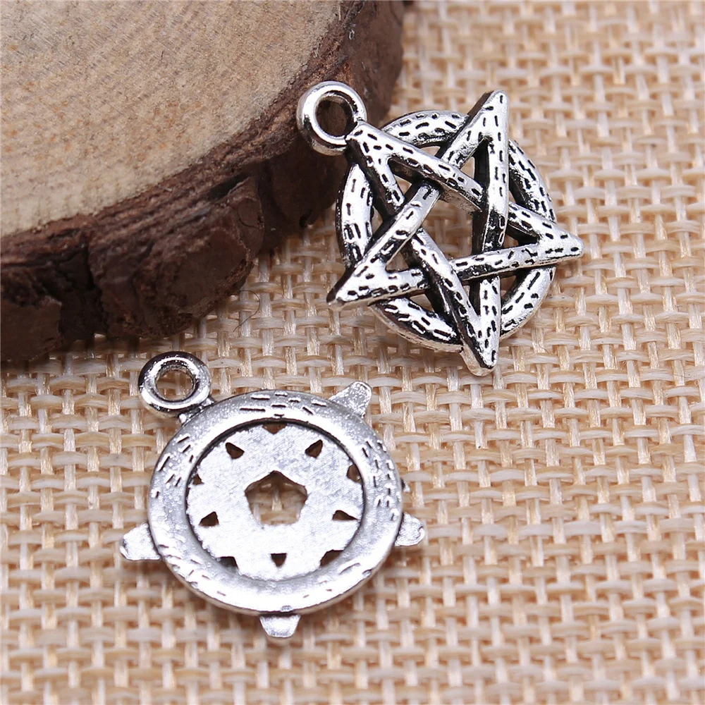 

120pcs 19x18mm Antique Silver Color Star Pendants Pentagram Charm Pentagram Pendants For Jewelry Making