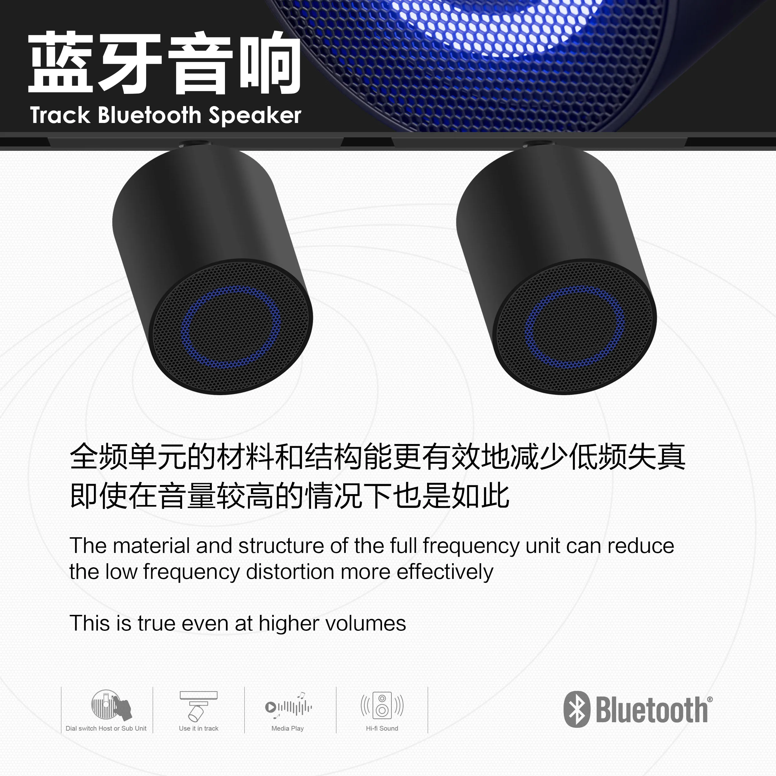 Фото Магнитный трековый Bluetooth-динамик V5.4, беспроводной стереозвук T26/M20/встроенный магнитный трековый светильник, светодиодный дышащий светильник №3