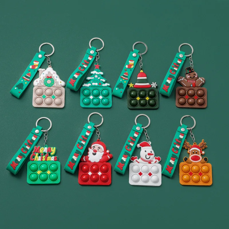 8pcs Christmas Decorations Decompression Finger Buble Santa Claus Christmas Tree Ornaments Snowman Navidad 2022 Noel New Year