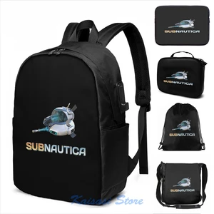 Забавный школьный рюкзак Subnautica с графическим принтом и USB-зарядкой для мужчин и женщин, дорожная сумка для ноутбука