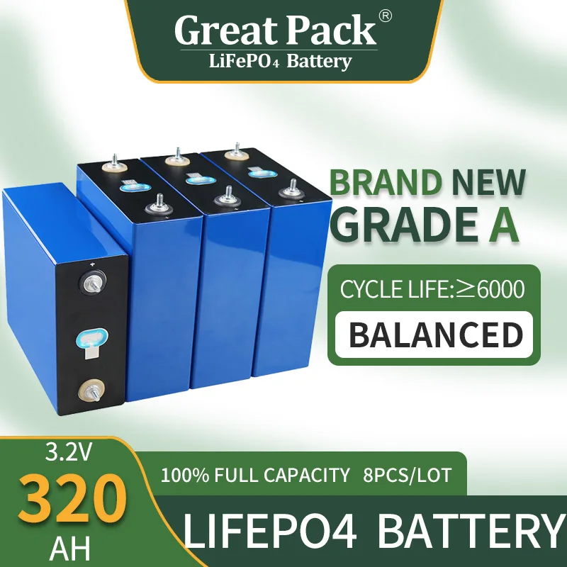 

Solar Power Bank EVE 100% Full Capacity Brand New Grade A Battery Cell LiFePO4 3.2V 320Ah Lithium Ion Phosphate with Busbar