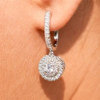 new wedding trend eternity earrings for women full bling cubic zirconia simple elegant ladys accessories classic jewelry