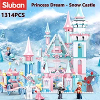 sluban building block toys girls dream ice castle 1324pcs bricks b0789 friends fairyland tower compatbile with leading brands