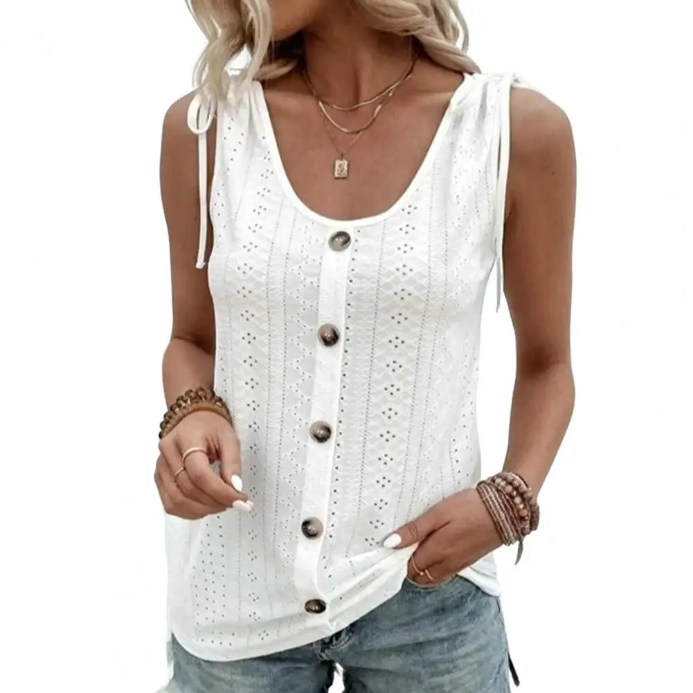 

Stylish Casual Vest U-Neck Anti-pilling Women Vest Summer Pure Color Tank Tops