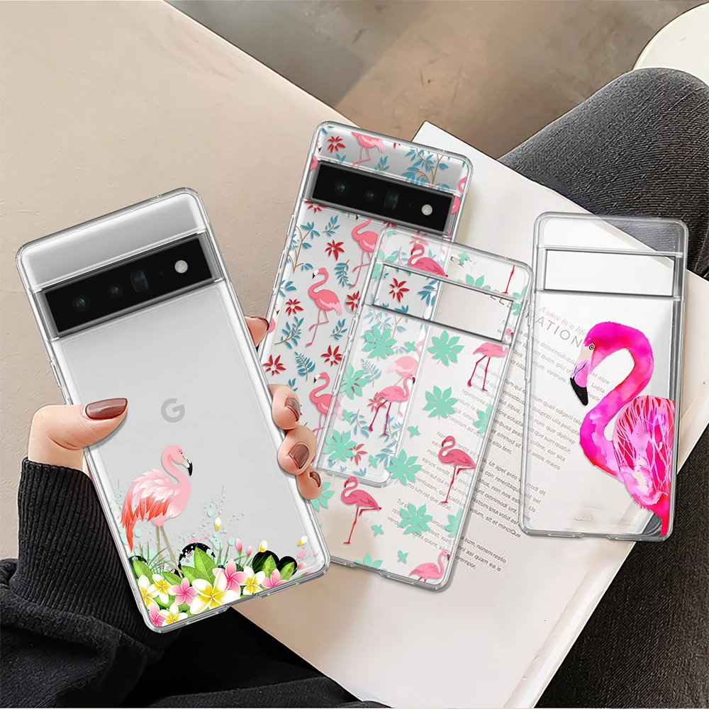 

Cartoon Flamingo Animal Case for Google Pixel 7Pro 7 6a 6 6Pro 5 5a 5G 4XL 4 2 3 3a 3XL 2XL 3aXL 4a Transparent Soft Back Cover