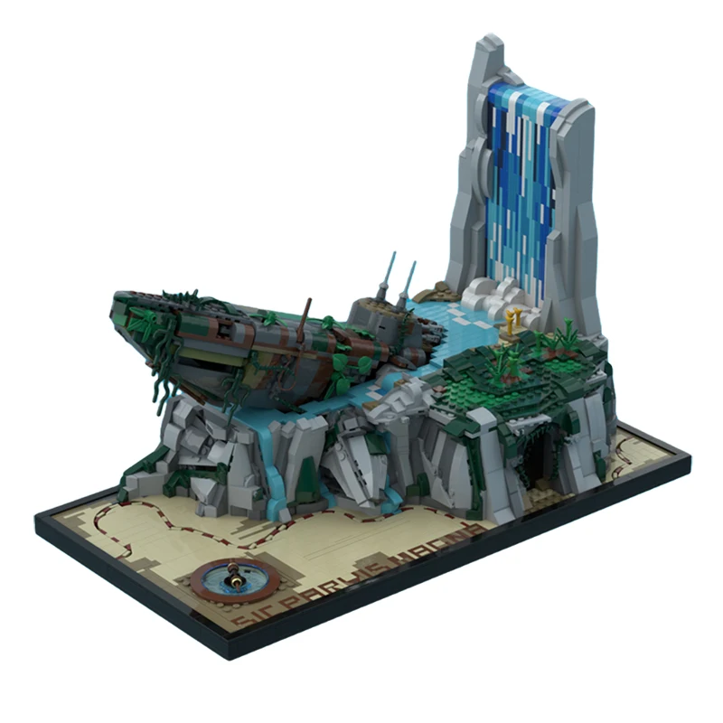 

Mysterious Sea Drake's Fortune Building Block Kit Pirate Island Boat Waterfall Cliffside Architecture Brick Model DIY Kid Toy