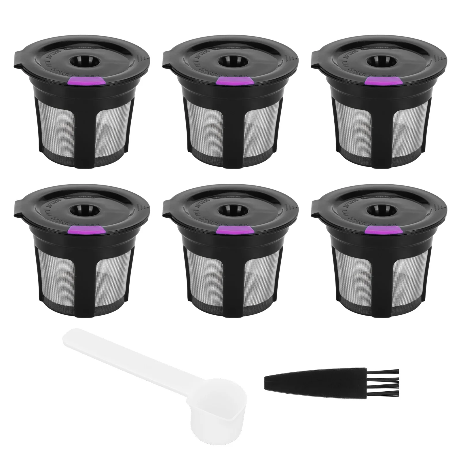 

Coffee Capsule Reusable Capsule Brush Spoon Kit for KEURIG 2.0 1.0 Coffee Machine6Pcs Black