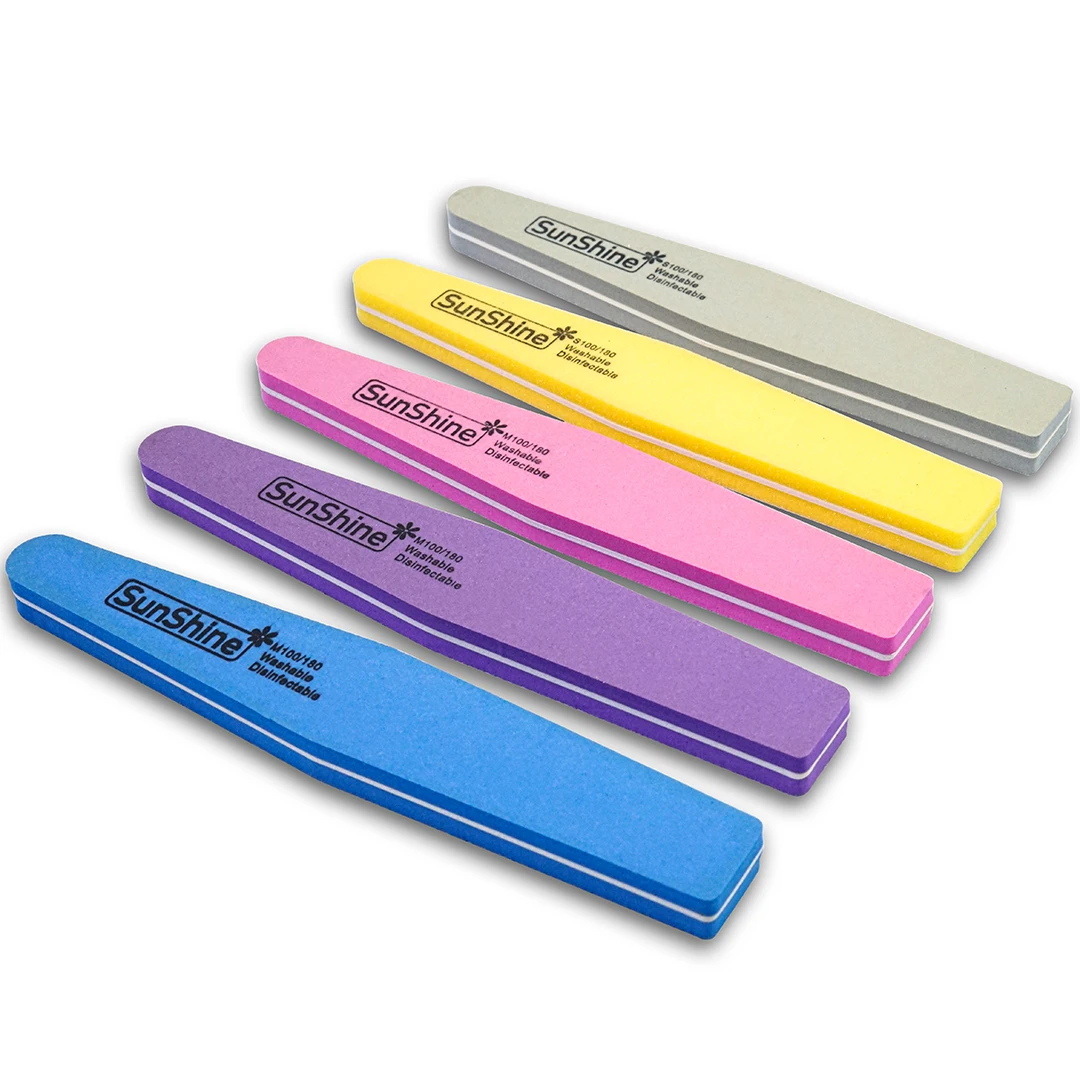 

10 Pcs/Set Professional Nail Files 100/180 Grit Boat Shaped Sanding Nail Buffer File Buffing Salon Manicure Tools Accesories