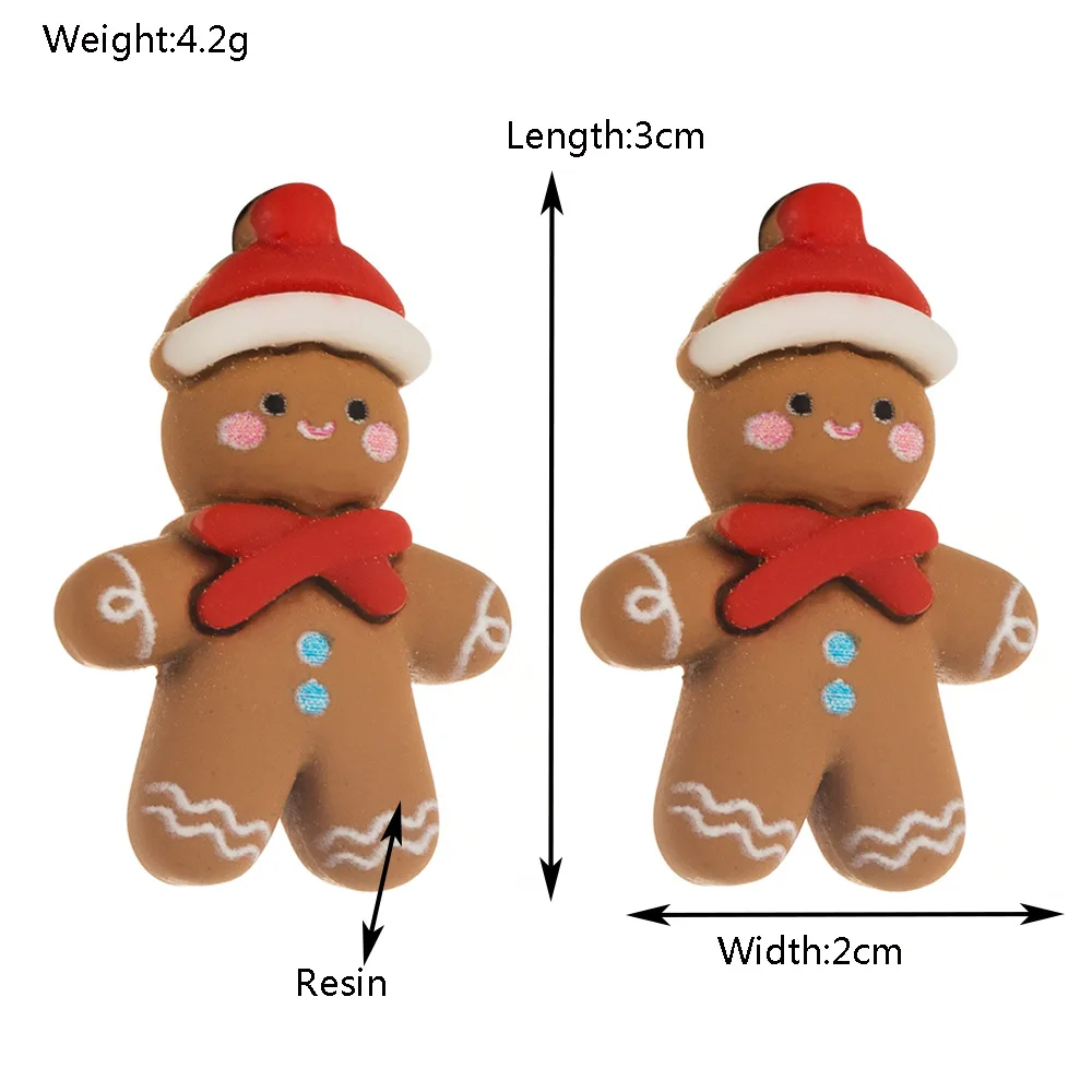 Металлические рождественские серьги-гвоздики из смолы для женщин новый милый