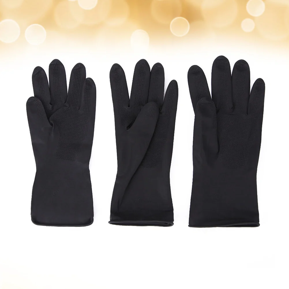 

3 Pairs Black Latex Rubber Washing Household for Kitchen Hair Dyeing Cleaning