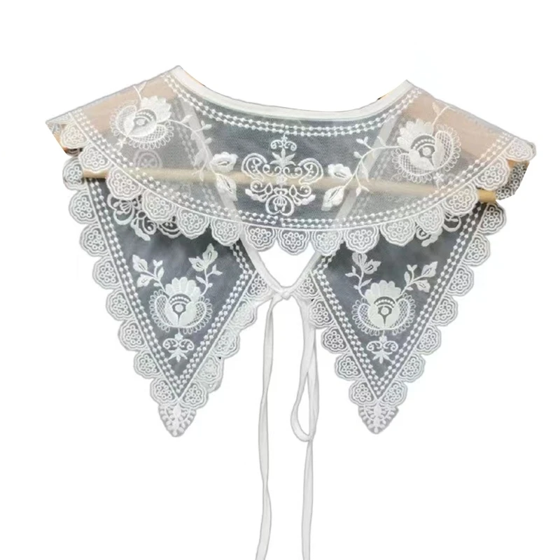 

False Collar Women Detachable Collar Lace-up Hanfu Shoulder Warp Collar Embroidery Collar Venise Neckline