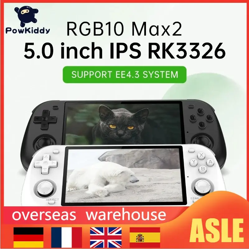 

2023 POWKIDDY 10 Max2 Ретро система с открытым исходным кодом RGB10 Max2 HD портативная игровая консоль 5,0 дюймов IPS экран 3D Rocker 40000 + игры