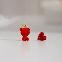 modoma cute bear asymmetrical design modern piercing earrings for women 2022 korean fashion jewelry vintage female hoop earrings
