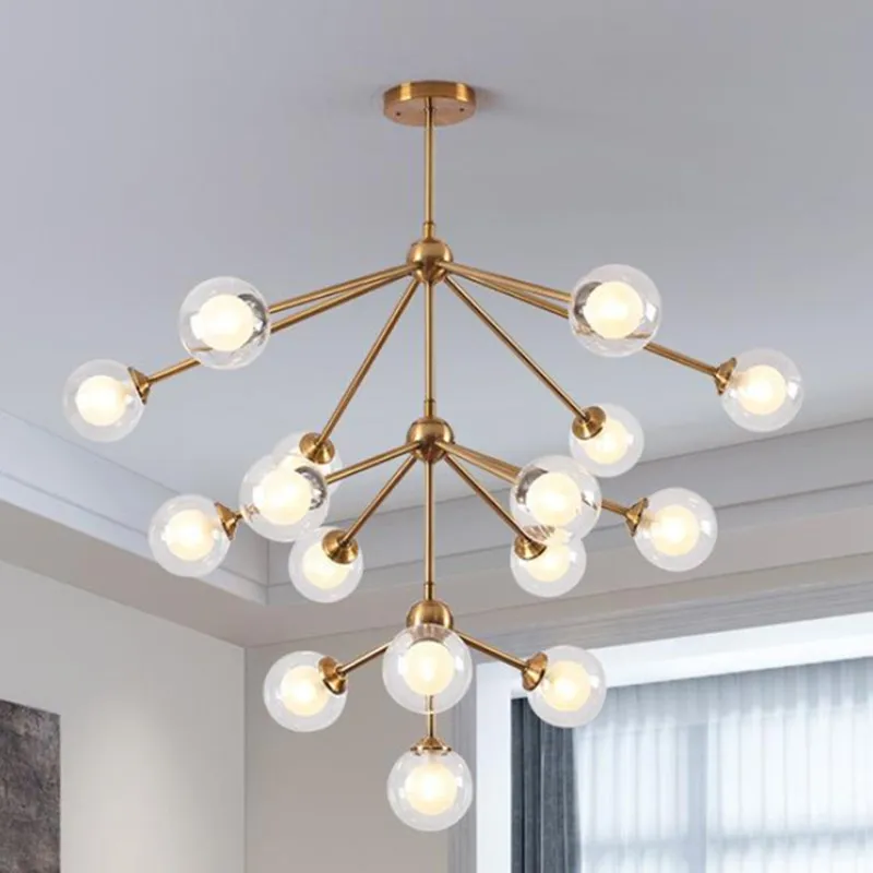 Nordic tree branch chandelier wrought iron chandelier For Living room Bedroom glass ball chandelier Creative rustic light