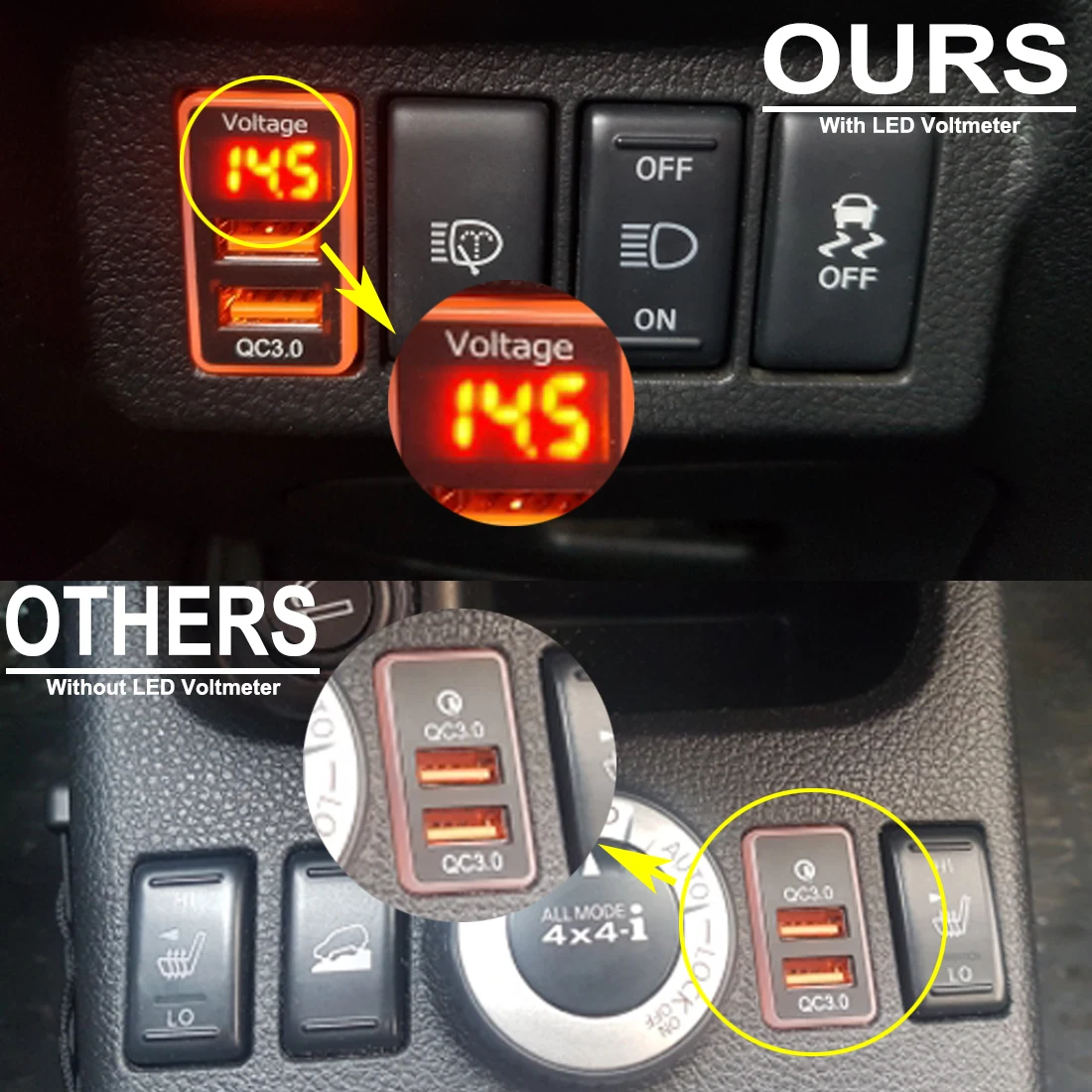 

Автомобильное быстрое зарядное устройство для планшета с двумя USB-портами, адаптер QC3.0, 12 В, порта быстрой зарядки телефона, адаптер, светодиодный вольтметр, цифровой дисплей для Nissan