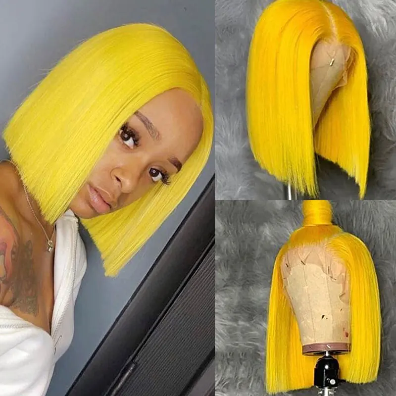 Colorful 613 Blonde Bob Lace Front Wigs 13X4 Ombre Short Bob Straight Lace Front Human Hair Wigs For Black Women 150% Remy Hair