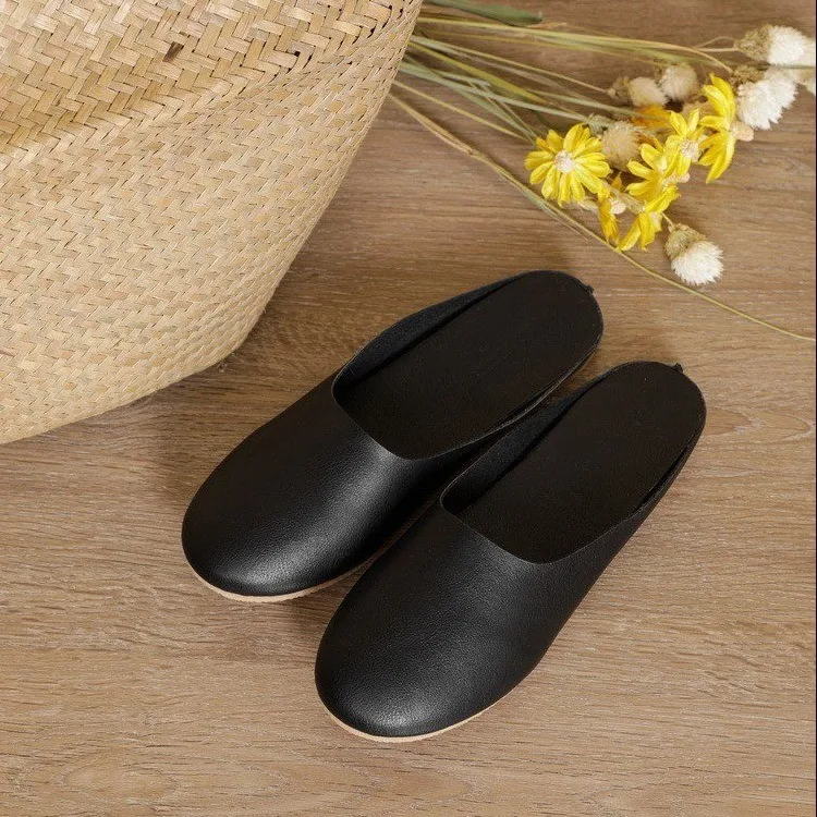 

Women FLats Genuine Leather Slippers Sandals Spring Autumn Outside Non-slip Casual Soft Leather Flip Flops Woman Flat Shoes