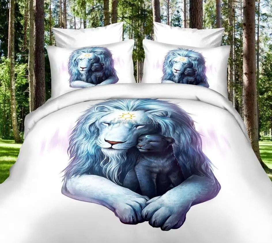 

Lion Bedding Set Single Twin Full Queen King Size Animal Tag Lion Wolf Bed Set Children's Kid Bedroom Duvetcover Sets 014