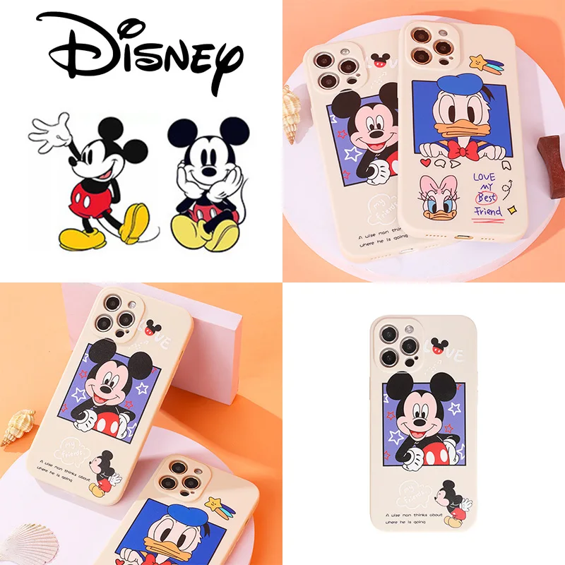 

Disney Mickey Mouse Donald Duck Silica Gel Phone Case For IPhone 13 12 11 Pro Promax X XS XR XSmax 7 8 Plus Cute Y2k Tee Kawaii