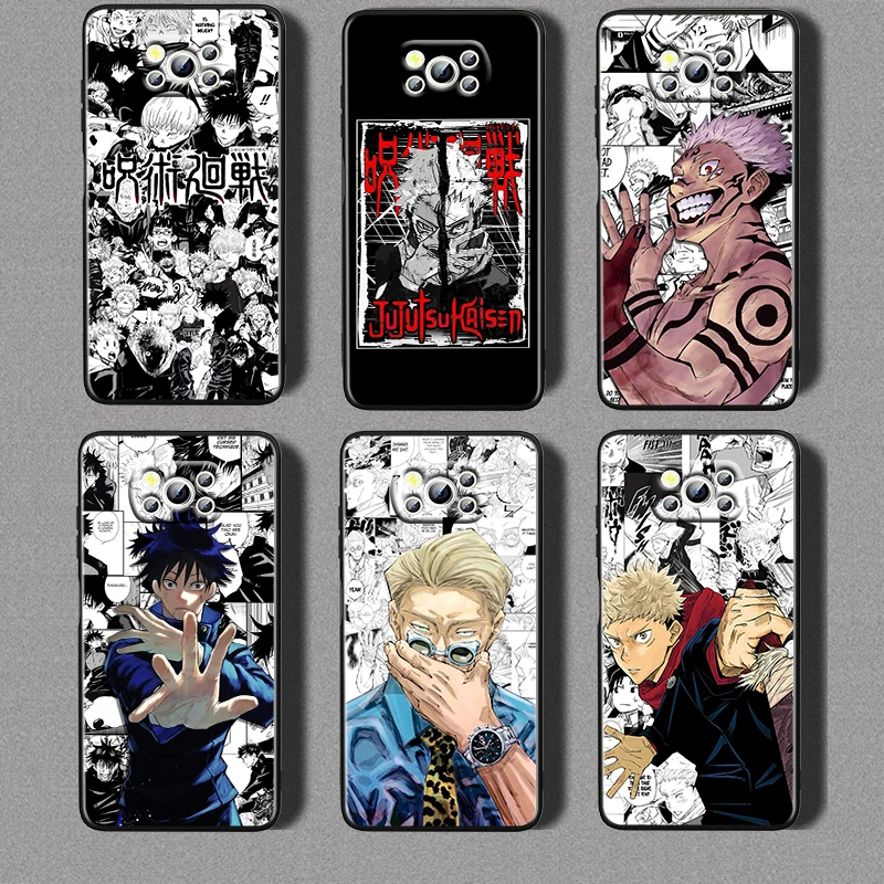 

Jujutsu kaisen manga panels For Xiaomi Civi Mi Poco X3 NFC F3 GT M4 M3 M2 X2 F2 Pro C3 F1 Silicone Shell Capa Black Phone Case