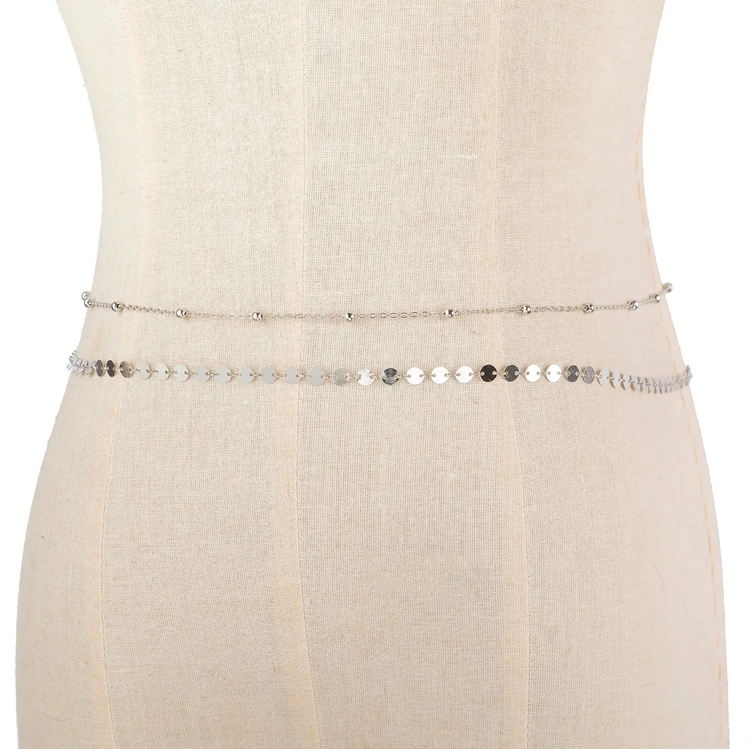 Модная Двухъярусная Цепочка На Живот Для Женщин Металлический Пляжный Бикини В