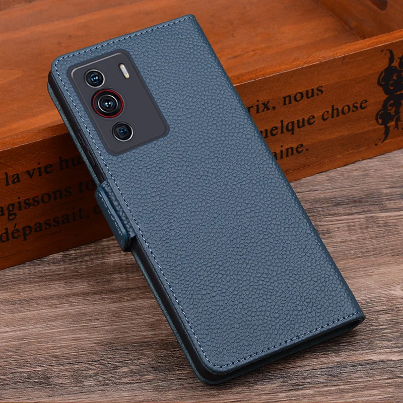 Hot Sales Luxury Genuine Leather Flip Phone Case For For Zte Nubia Z40 Pro Leather Half Pack Phone Cover Procases Shockproof