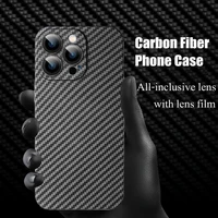 luxury ultra thin carbon fiber pattern phone case for iphone 13 12 pro max with all inclusive camera lens film protective cover