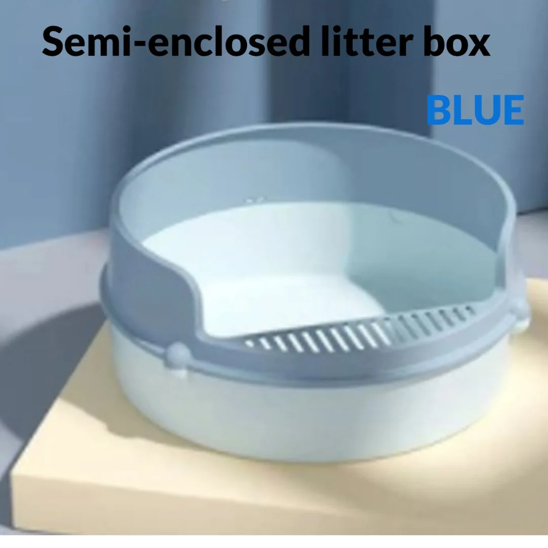 

Home Cat Litter Box Semi-Open Anti-Splashing Large High Side Sifting Litter Tray Cat Toilet Basin Pet Lavatory Blue/Green