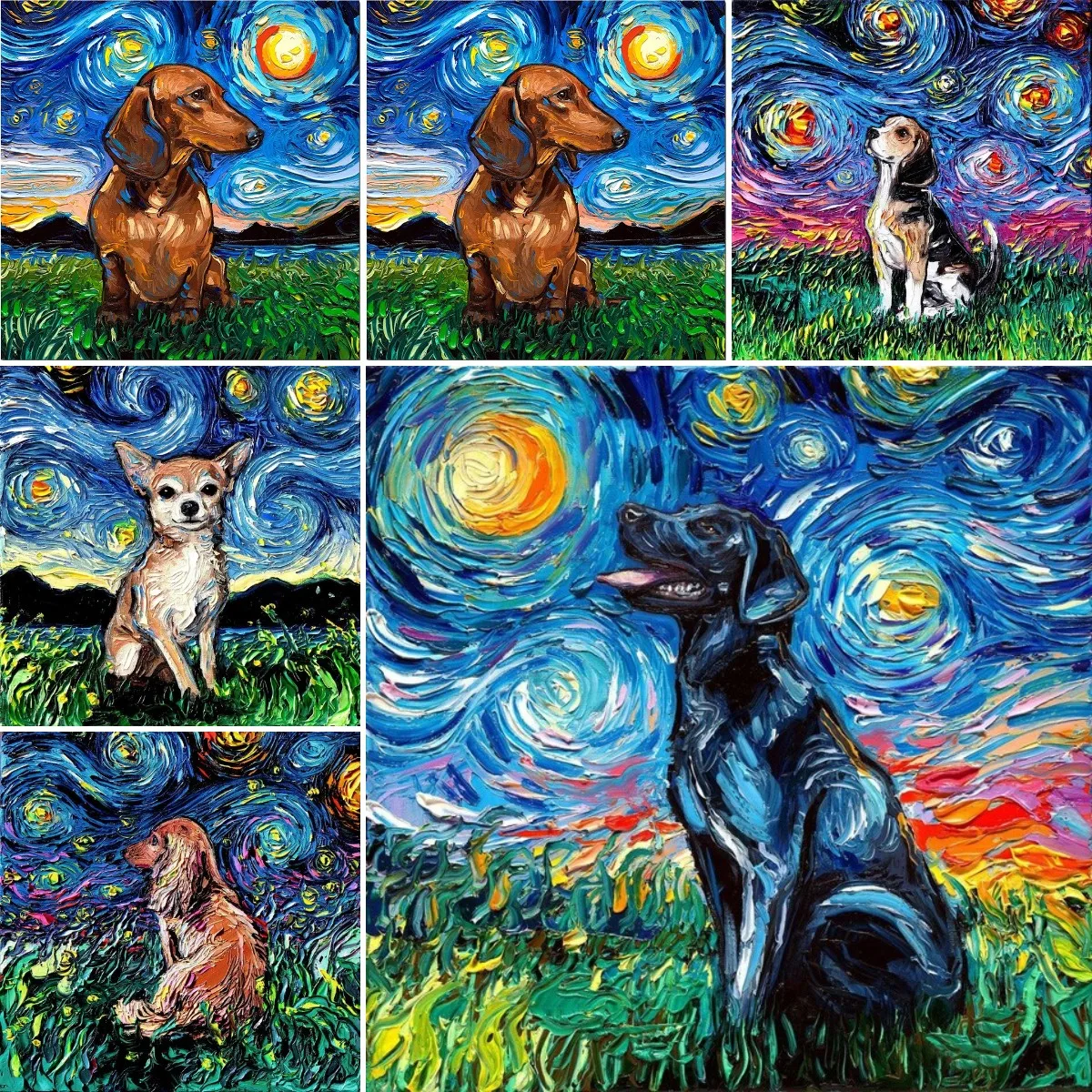 

Square/circular 5D Diamond Painting Dachshund DIY Cross Stitch Full Circle Embroidery Diamond Mosaic Van Gogh Starry Night