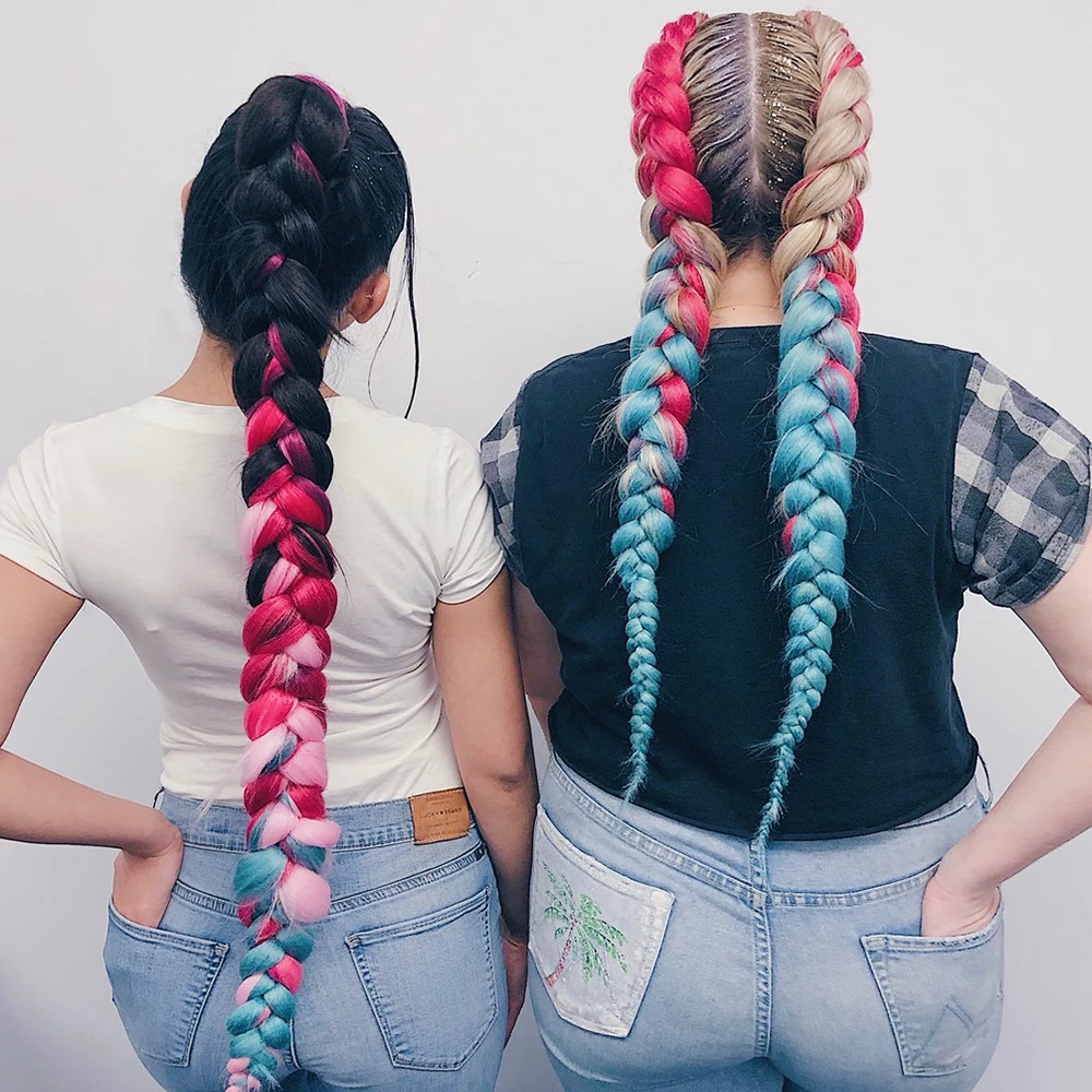24inch Jumbo Hair For Braids Ombre Braiding Hair Extensions Synthetic Jumbo Braid Blonde Pink Golden Hair