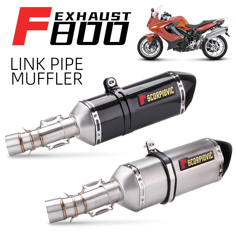 For BMW F800GS F650GS F700GS F800GT Exhaust Pipe Motorcycle Mid Link Tube Slip On 51mm Mufflers with DB Killer Left Side Escape