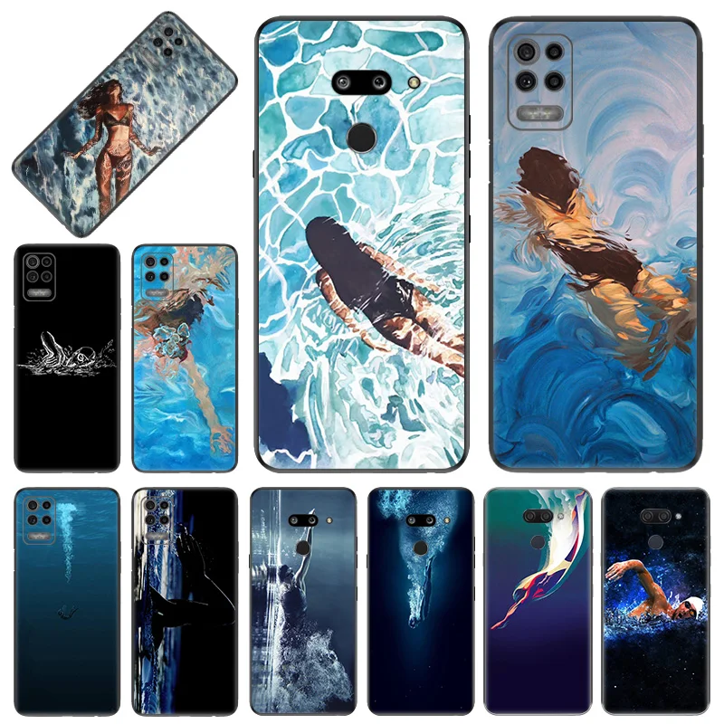 

Swimming Girl Soft Phone Case For LG K50 K51 K41 K42 K61 K52 K71 G6 G7 K40 S Motorola G8 G9 G200 G Power One Fusion E6s Cover