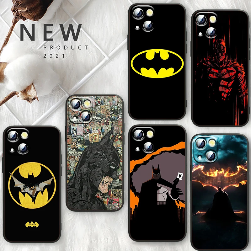 

Justice Cute Batman Heroes Phone Case For Apple iPhone 14 13 12 11 Pro Max mini XS Max XR X 8 7 Plus SE 2020 Black Soft Cover