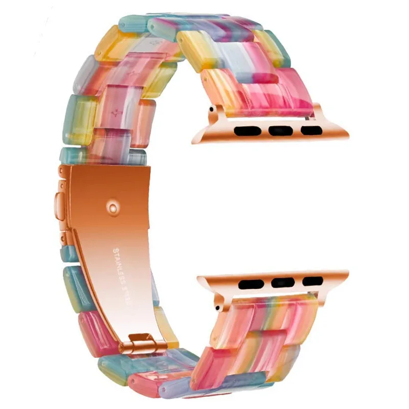 Resin Strap for Apple Watch 6 Band 44mm Wristband Replacement Bracelet for Iwatch Series SE 5 4 3 2 1 40mm 42mm 38mm Watchband