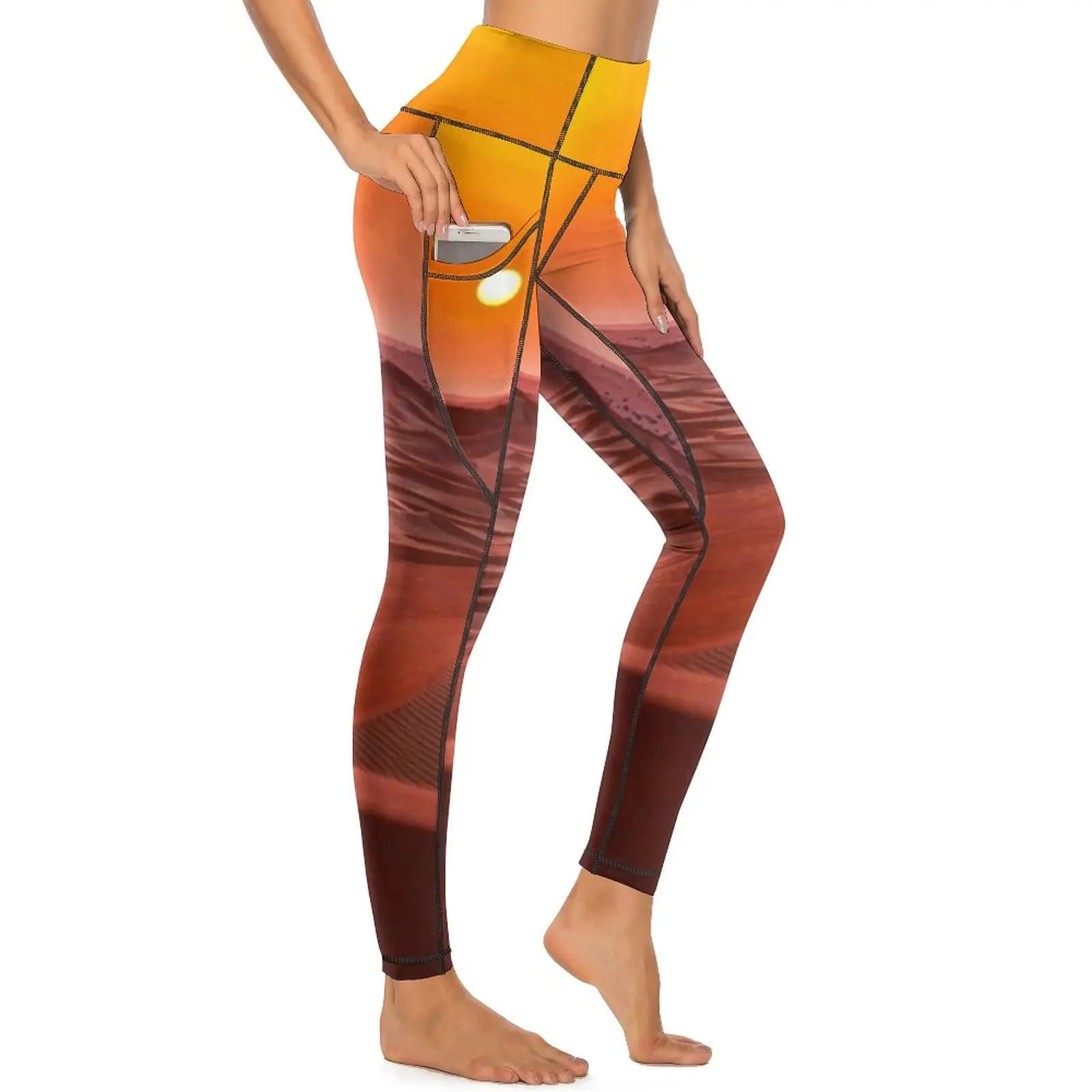 

Леггинсы для фитнеса и йоги, с высокой талией и карманами