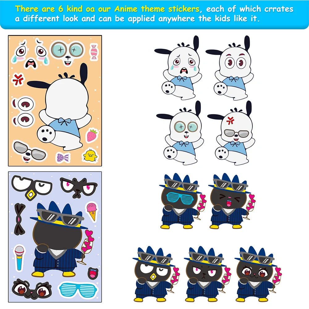 6/12 листов Милые наклейки-пазлы с героями мультфильмов Sanrio Сделай сам Куроми Моя
