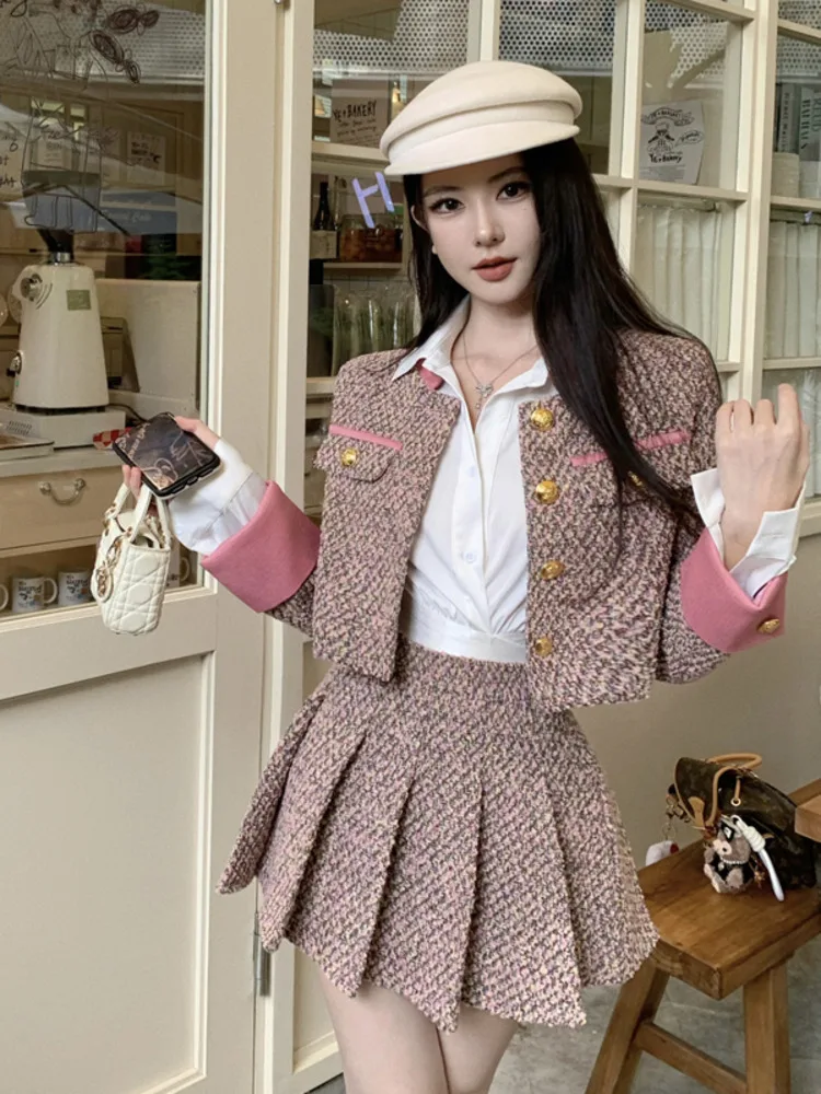 Высококачественная французская твидовая зимняя одежда женский комплект из двух