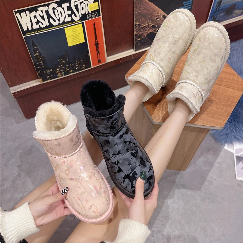 Snow Boots Women Winter 2022 New Plus Velvet Woman Shoes Warm Boots Thick Cotton Shoes Furry Black Women Boots Botas De Mujer