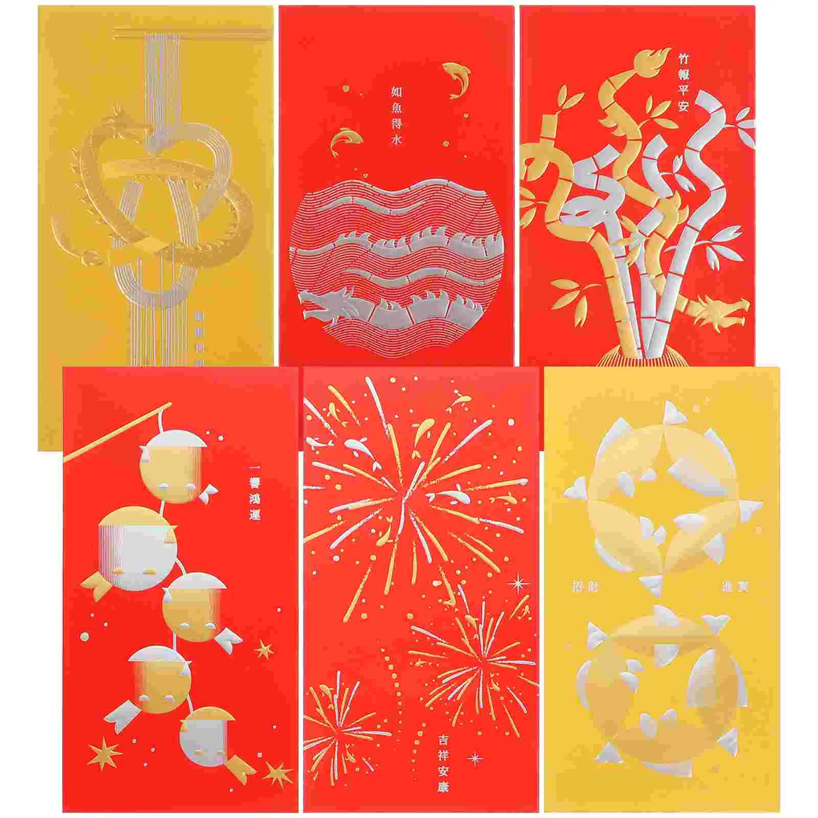 

6 Pcs 2024 Red Envelope Purses Bag Spring Festival Gift Paper Money Packet New Year Pouches Party Packets Gifts