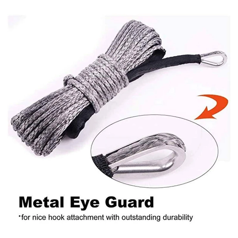 

Synthetic Winch Rope 1/4 X 50Ft Synthetic Winch Rope Line Cable For ATV UTV SUV Truck Boat Winch