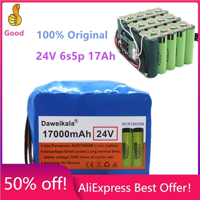 

100% Original 24V 17Ah 6S5P 18650 battery pack 25.2v 17000mAh electric bicycle moped /electricLi-ion battery pack+Free Delivery