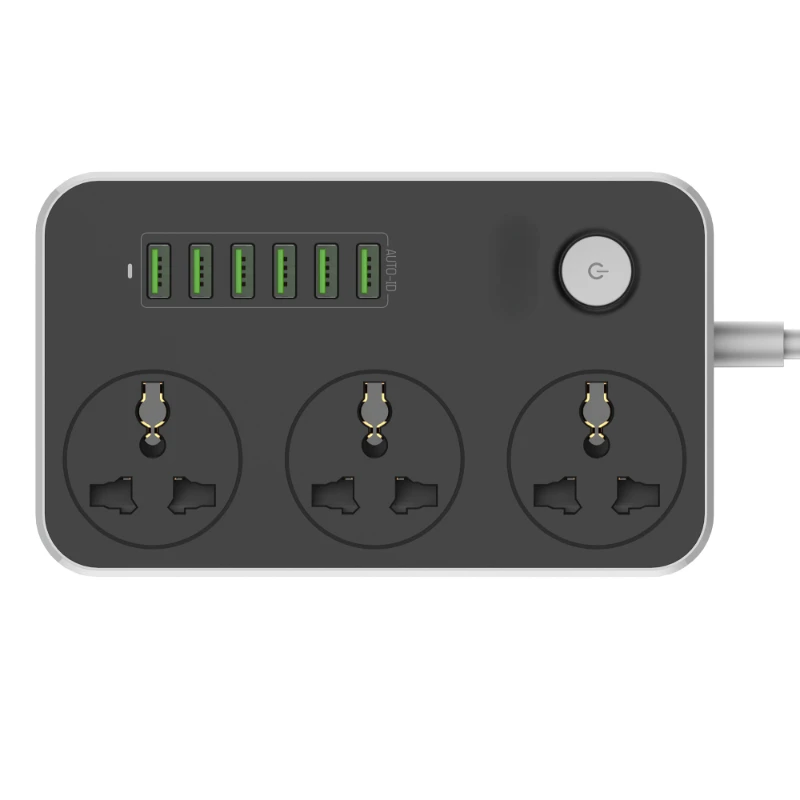 Универсальная Розетка для SC3604 с 3 розетками переменного тока с управлением переключателем удлинитель электрической розетки с 6 USB для зарядки телефона