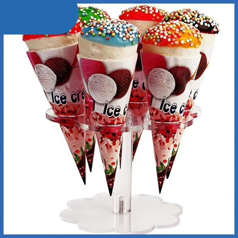 

6/16 Holes Acrylic Transparent Ice Cream Stand Cake Cone Stand Holder Wedding Buffet Food Display Stand For Baking Kitchen Tools