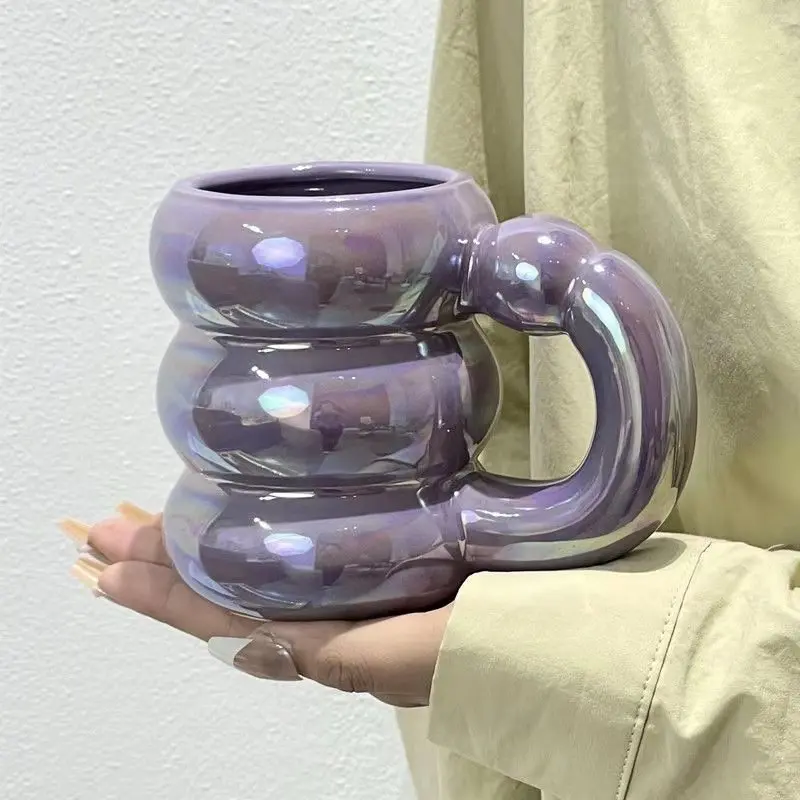 

Cute Ceramic Mugs Coffee Cups Korea Kawaii Designer Circle Bubble Coffee Cups Breakfast Milk Juice Tea Handle Cup Microwave Safe