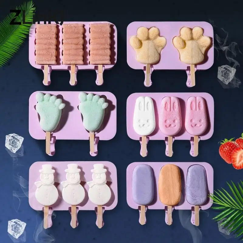 

DIY Silicone Ice Cream Mold Reusable Popsicle Molds Homemade Cute Cartoon Freezer Fruit Juice Ice Pop Maker Mould Ice Tray