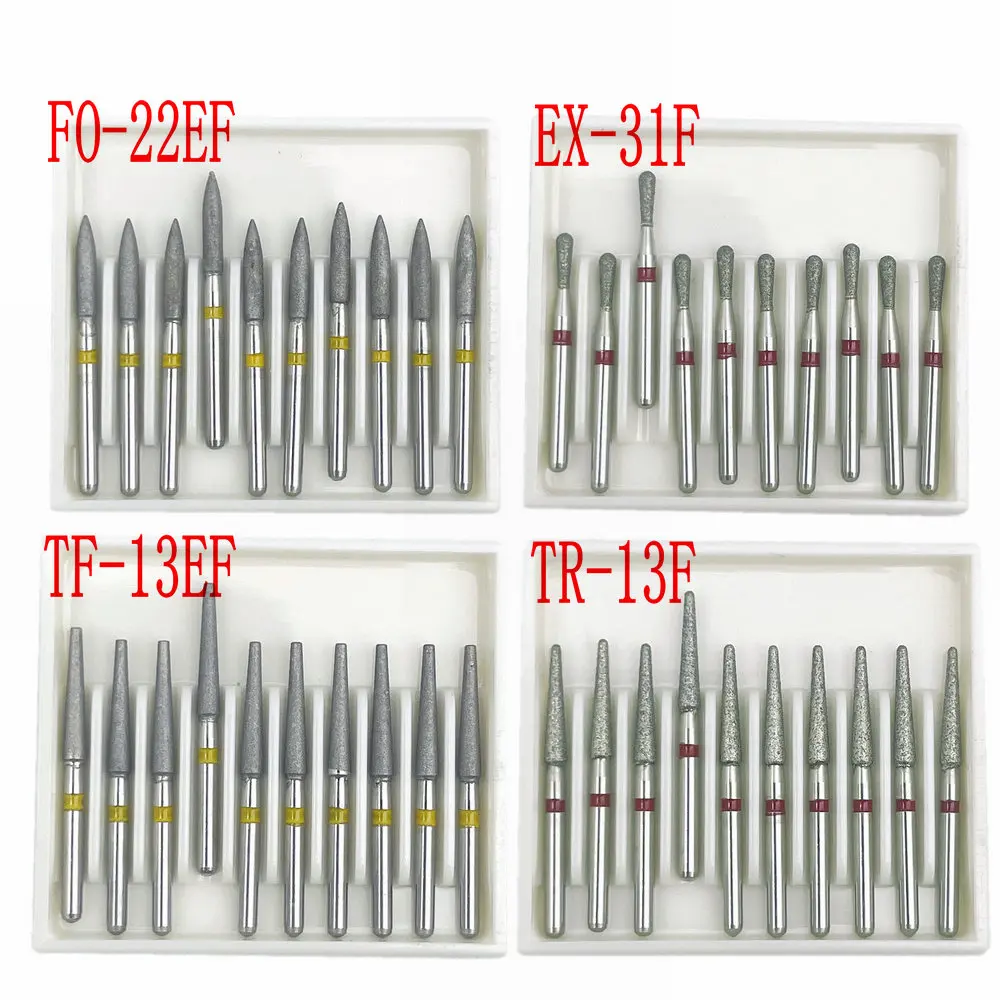 10pcs/box Dental Diamond Burs Drill FG Dia-burs 1.6mm Shank for High Speed Handpiece Burs