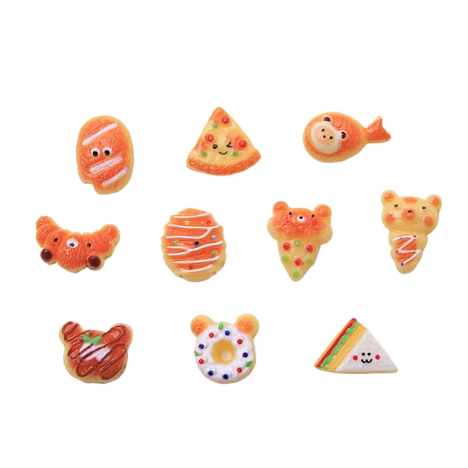 20 шт./лот 3D моделирование мультяшная еда подвески для ногтей смола сладкий хлеб