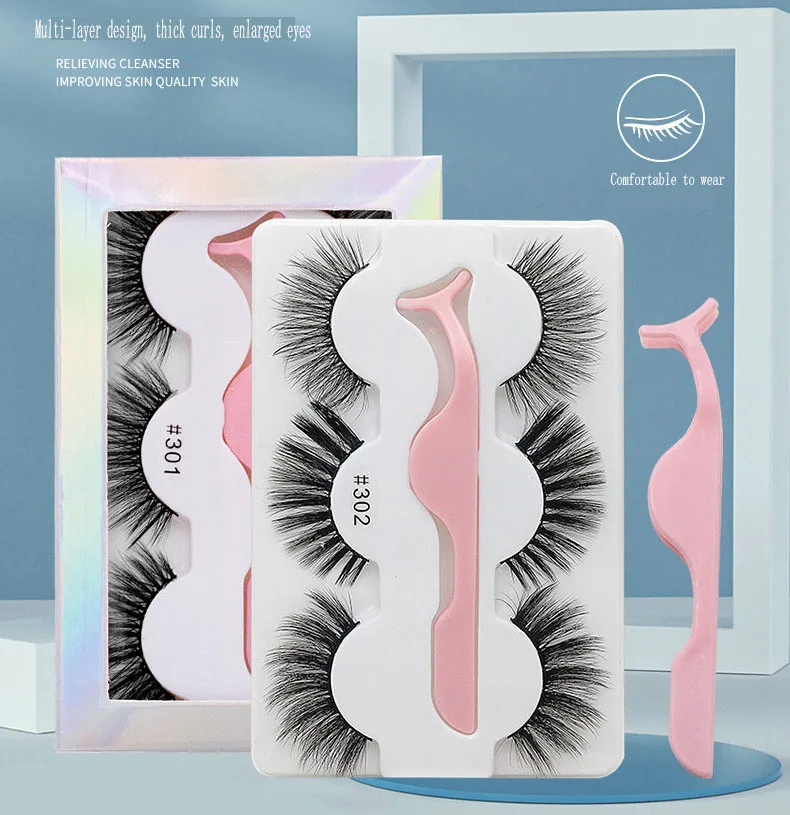 

New Hot-Selling Model 3D Three-Dimensional Multi-Layer Thickening Natural Curling Easy To Wear Three Pairs Of Fashion Eyelashes